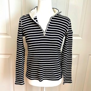 L-RL Lauren Active Ralph Lauren: Waffle Knit Striped Top